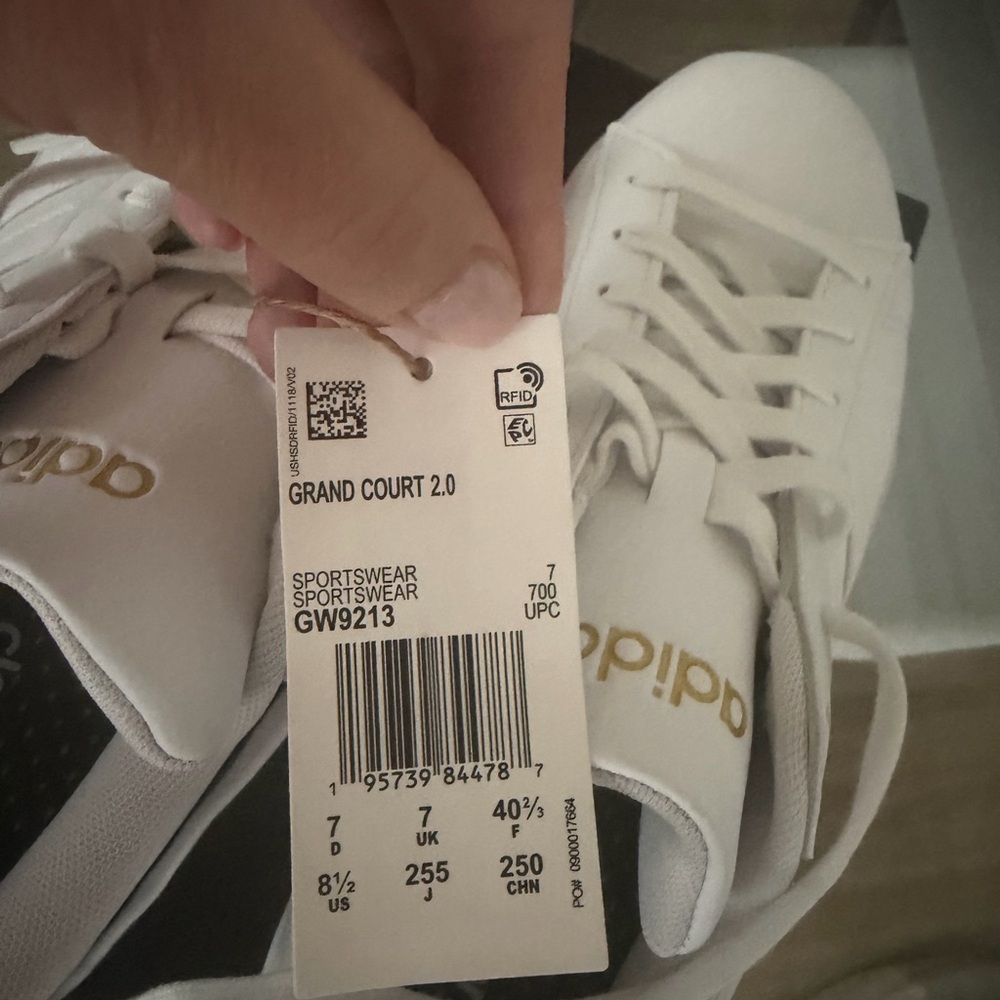 Adidas Grand Court 2.0 White and Gold Shoes